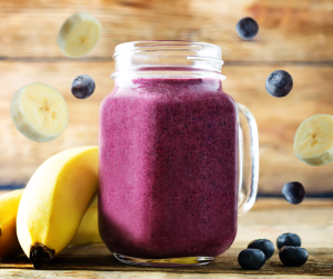 Banana, Blueberries, And Peanut Butter Smoothie
